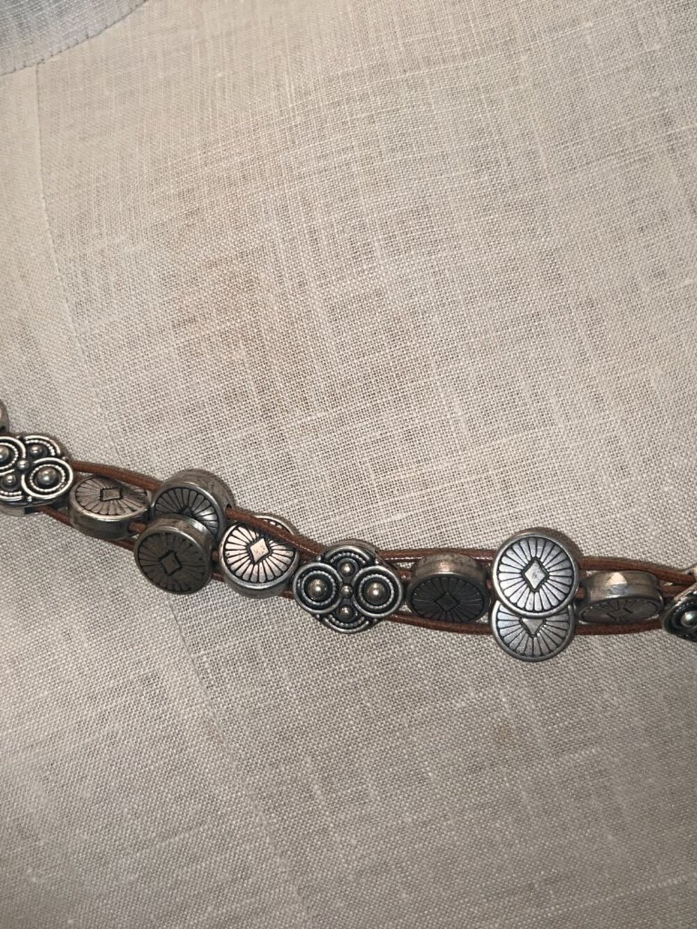 Antoniazzi Firenze Size Large Womens Loop Belt Brown Leather Silver